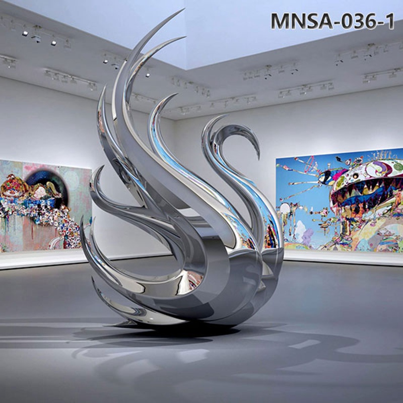 High Polished Stainless Steel Swan Sculpture Decor MNSA–036