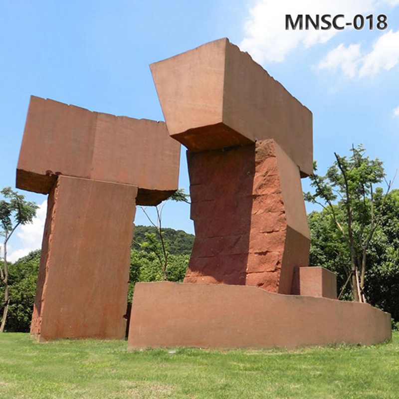 Large Abstract Bricks Corten Steel Sculptures for Sale MNSC-018