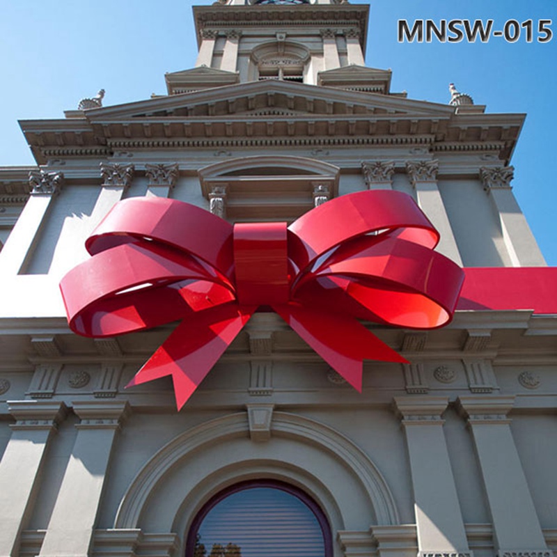 Public Red Bow-knot Stainless Steel Wall Art Supplier MNSW-015