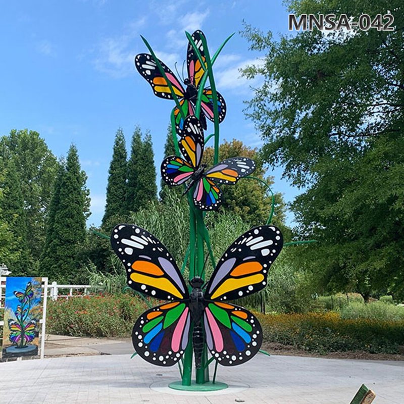 Colorful Stainless Steel Garden Butterfly Sculpture MNSA–042