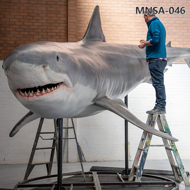 Large Stainless Steel Life Size Shark Sculpture MNSA–046