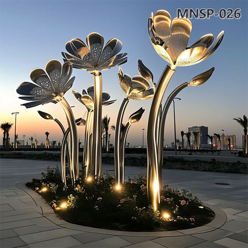 Public Giant Metal Flower Sculpture Decor for Sale