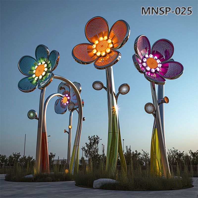 Large Lighting Metal Flower Tree Sculpture