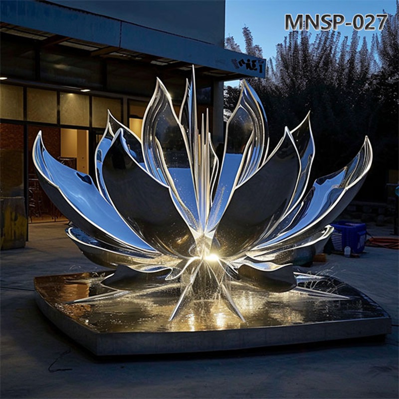 Outdoor Stainless Steel Lotus Flower Sculpture for Sale