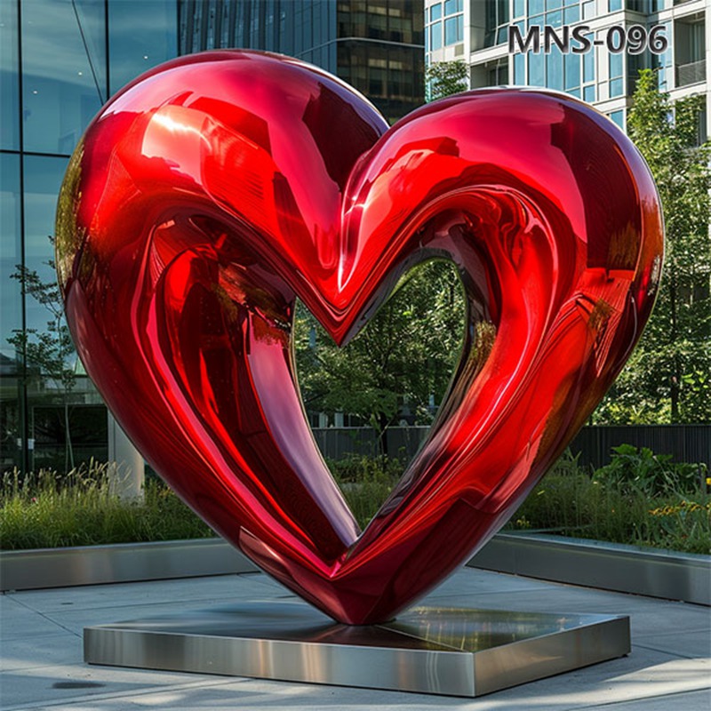 Large Public Metal Red Heart Sculpture for Sale MNS-096