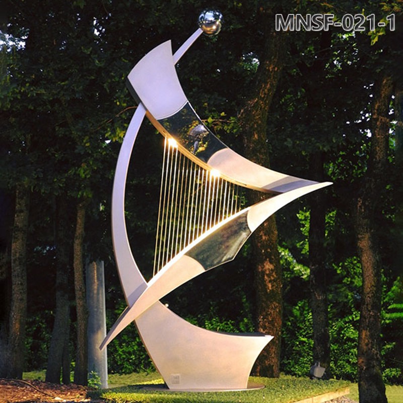Outdoor Stainless Steel Harp Water Fountain MNSF-021