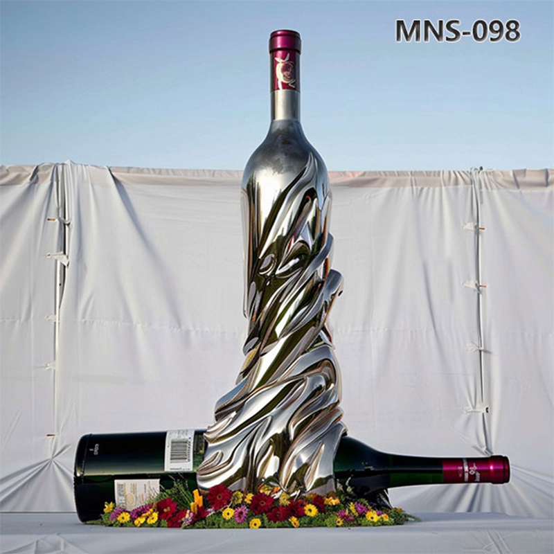Large Stainless Steel Wine Bottle Sculpture Manufacturer MNS-097