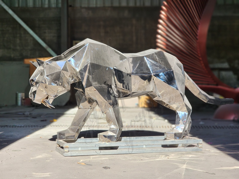 Geometric Leopard Sculpture