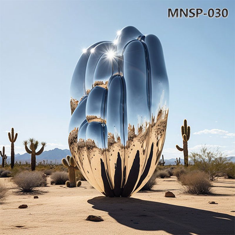 Large Mirror Metal Cactus Sculpture for Sale MNSP-030