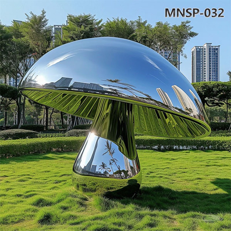 Mirror Stainless Steel Mushroom Sculpture for Garden MNSP-032