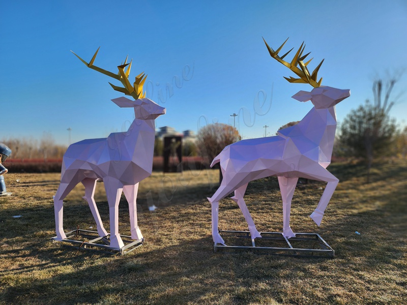 geometric deer sculpture