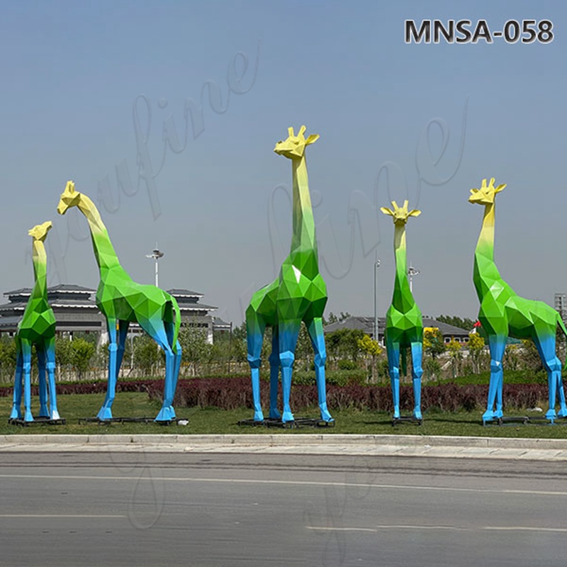 Life Size Stainless Steel Geometric Giraffe Statues for Sale MNSA–058