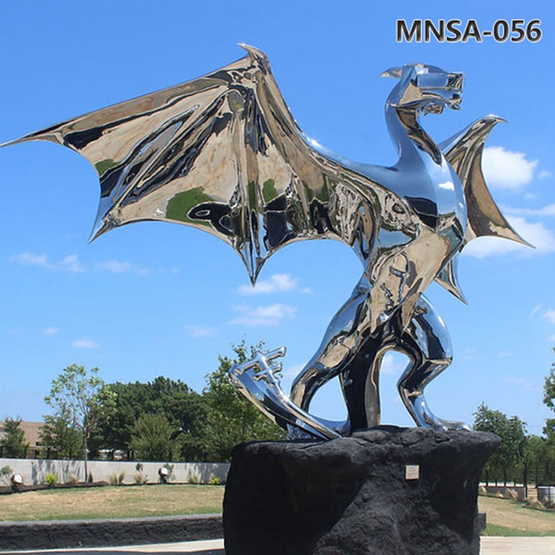 Large Mirror Metal Dragon Statue for Garden MNSA–056