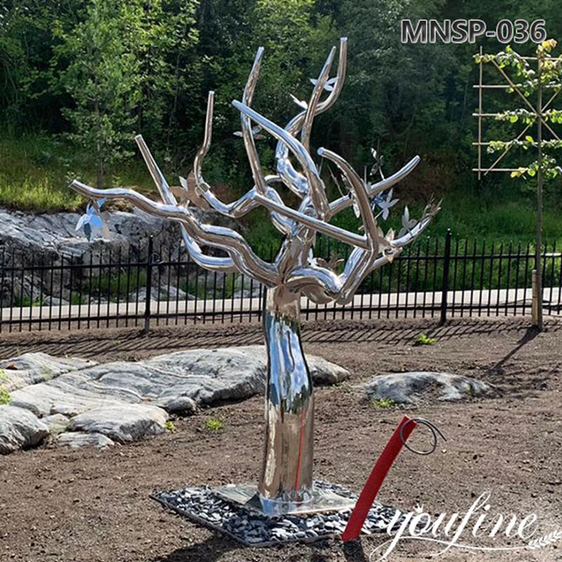 Mirror Garden Metal Tree Sculpture Outdoor for Sale MNSP-036