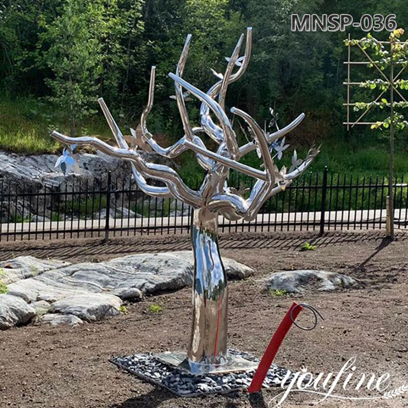 Mirror Garden Metal Tree Sculpture Outdoor MNSP-036