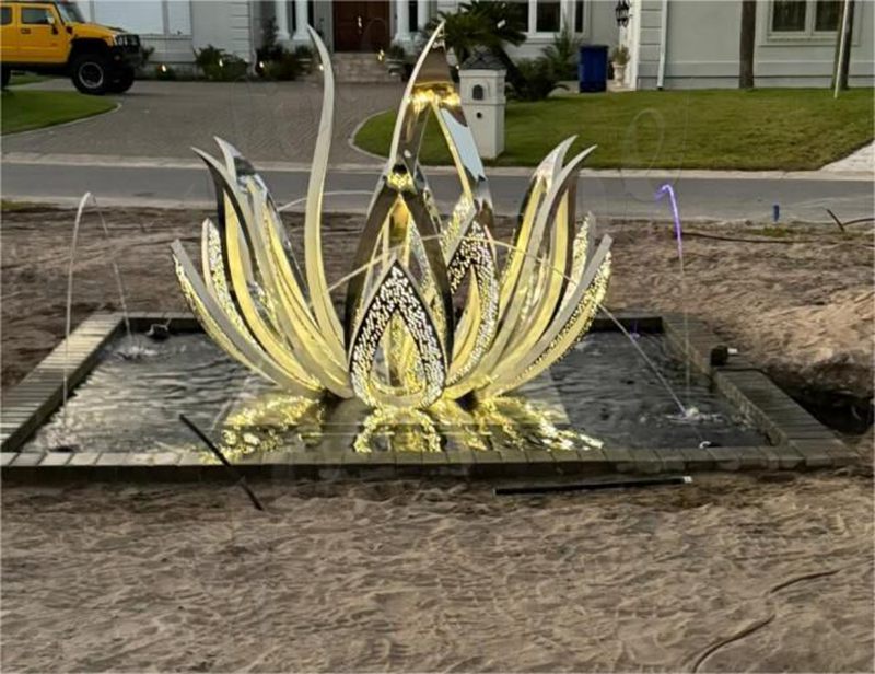 stainless steel lotus sculpture (5)