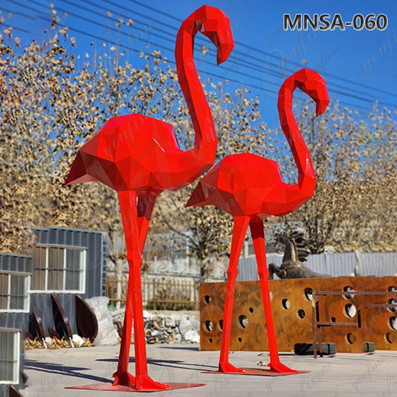Red Large Metal Flamingo Statue for Outdoor MNSA–060