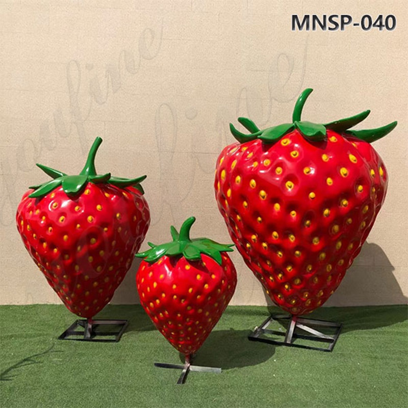 Modern Stainless Steel Red Strawberry Sculpture Decor MNSP-040