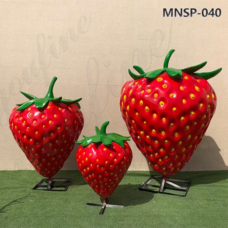 Modern Metal Red Strawberry Sculpture MNSP-040