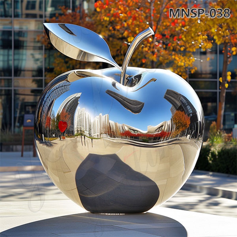 Mirror Stainless Steel Large Apple Sculpture MNSP-038