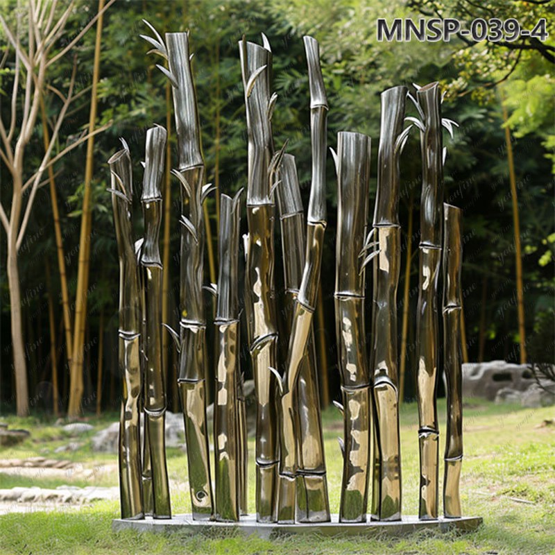 Outdoor Mirror Stainless Steel Bamboo Sculpture Decor MNSP-039