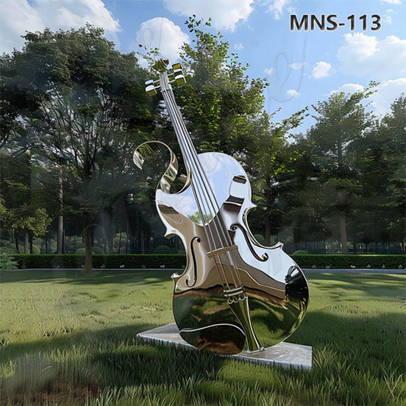 Modern Music Stainless Steel Violin Sculpture Decor MNS–113