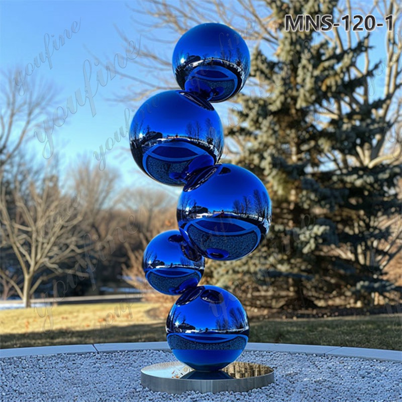 Blue Metal Sphere Garden Sculpture MNS-120