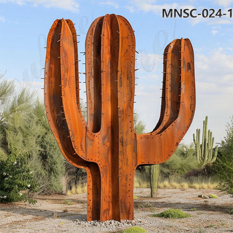 Large Corten Steel Metal Saguaro Cactus for Sale MNSC-024