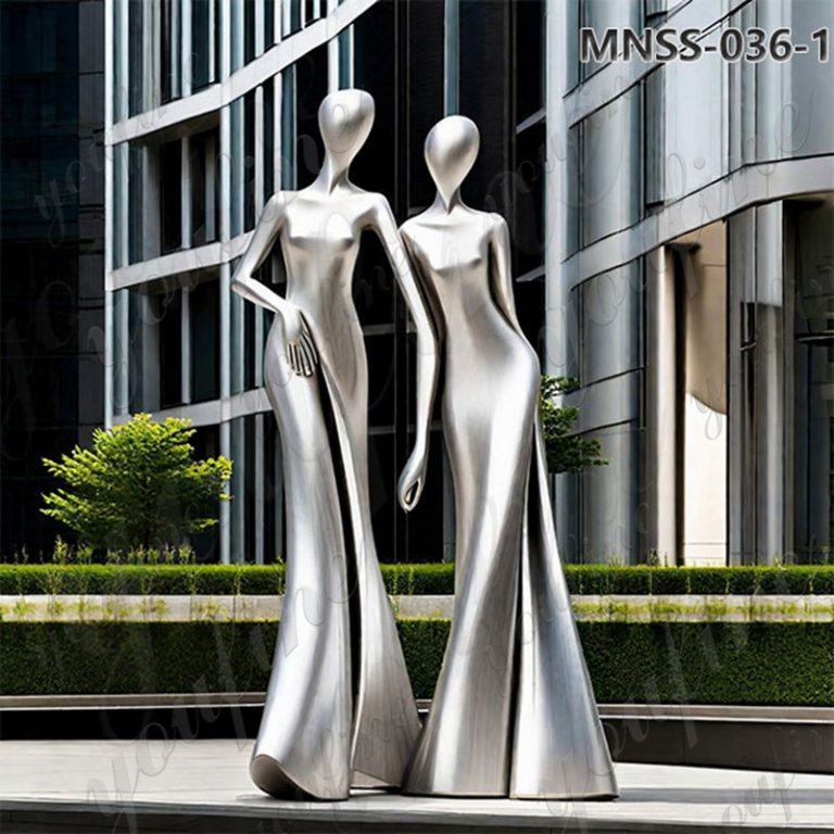 modern stainless steel woman sculpture (1)