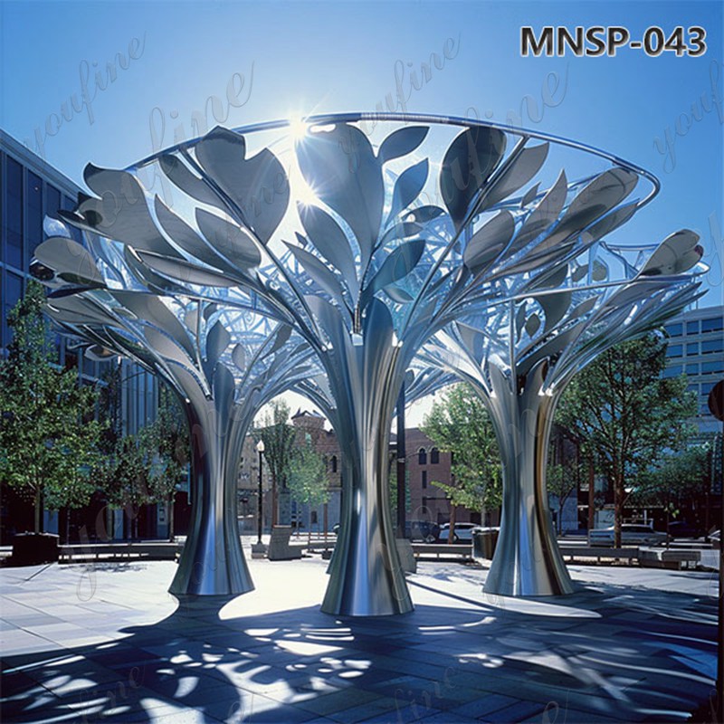 Stainless Steel Tall Metal Tree Sculpture for Public MNSP-043