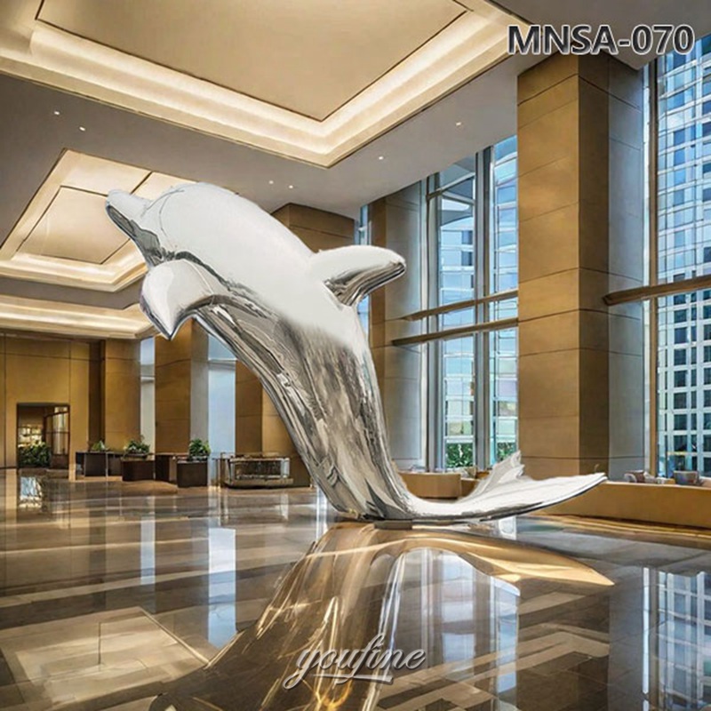Polished Stainless Steel Large Dolphin Statue MNSA–070