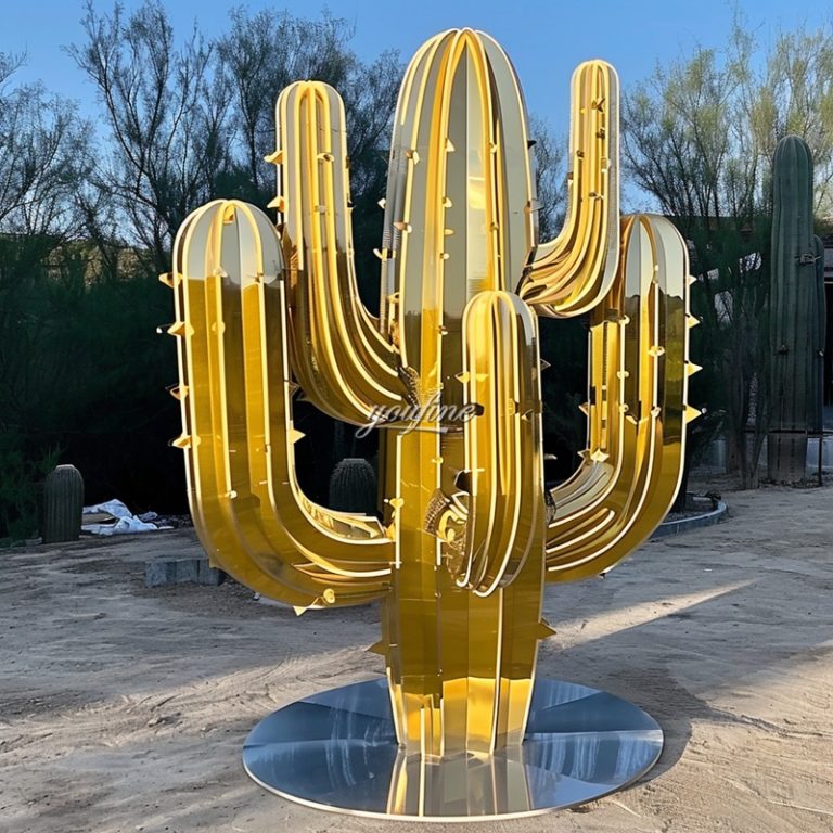 Exploring Modern Stainless Steel Large Cactus Sculpture