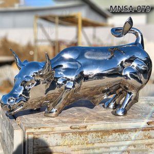 mirror metal bull sculpture