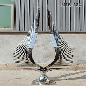 stainless steel abstract wing sculpture
