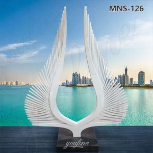white abstract wing sculpture