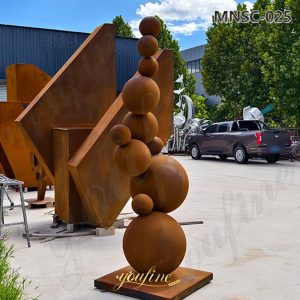 corten steel ball statue