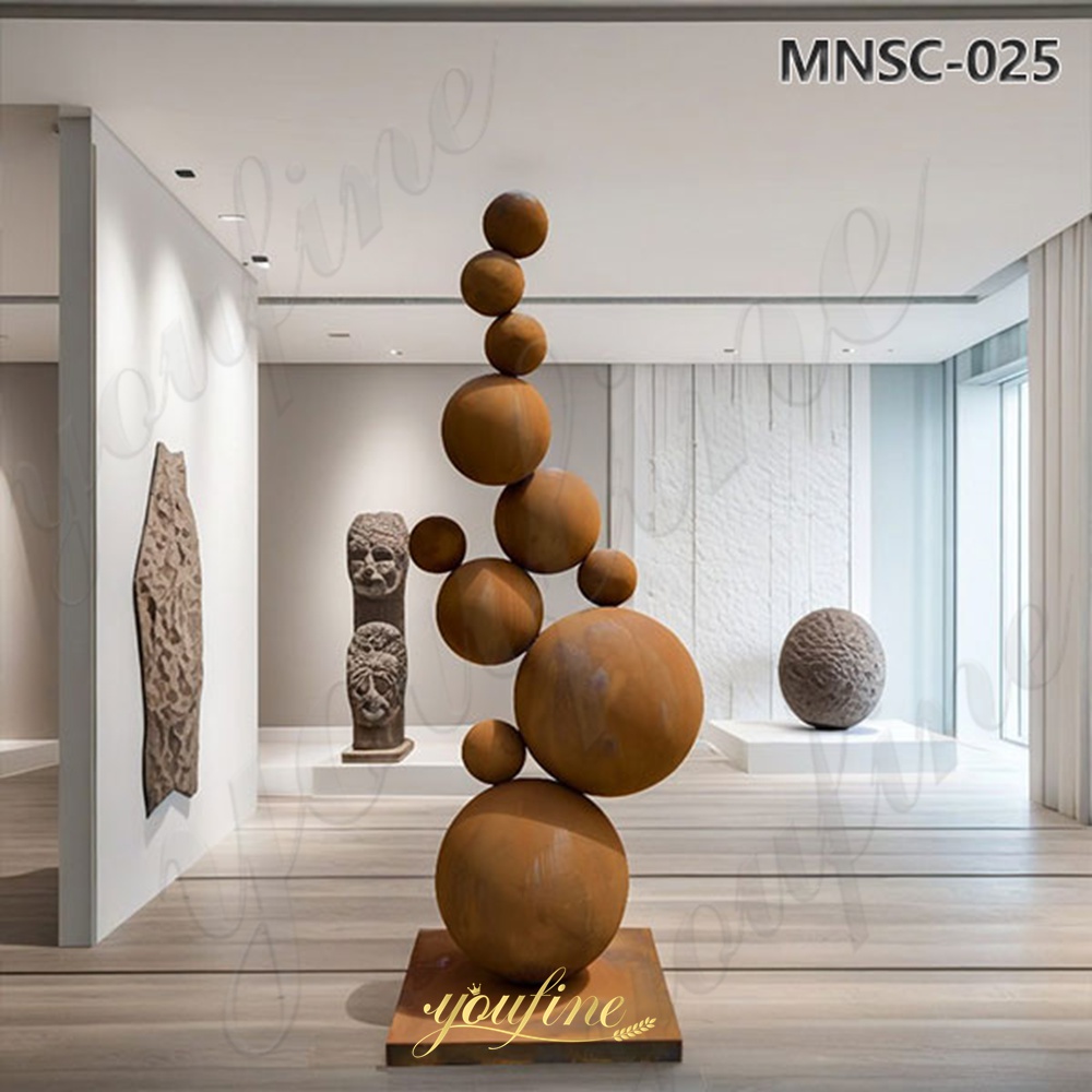 Corten Steel Ball Column Sculpture