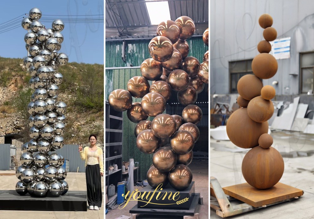 different surface treatment of ball sculpture