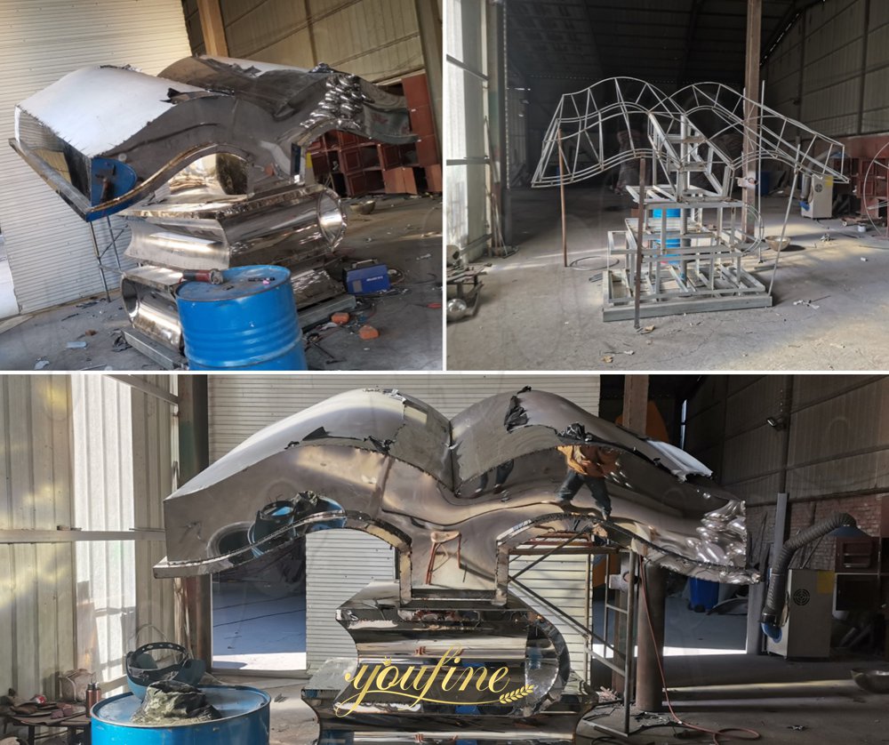 large metal globe sculpture process