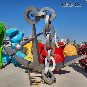 large metal outdoor anchor sculpture