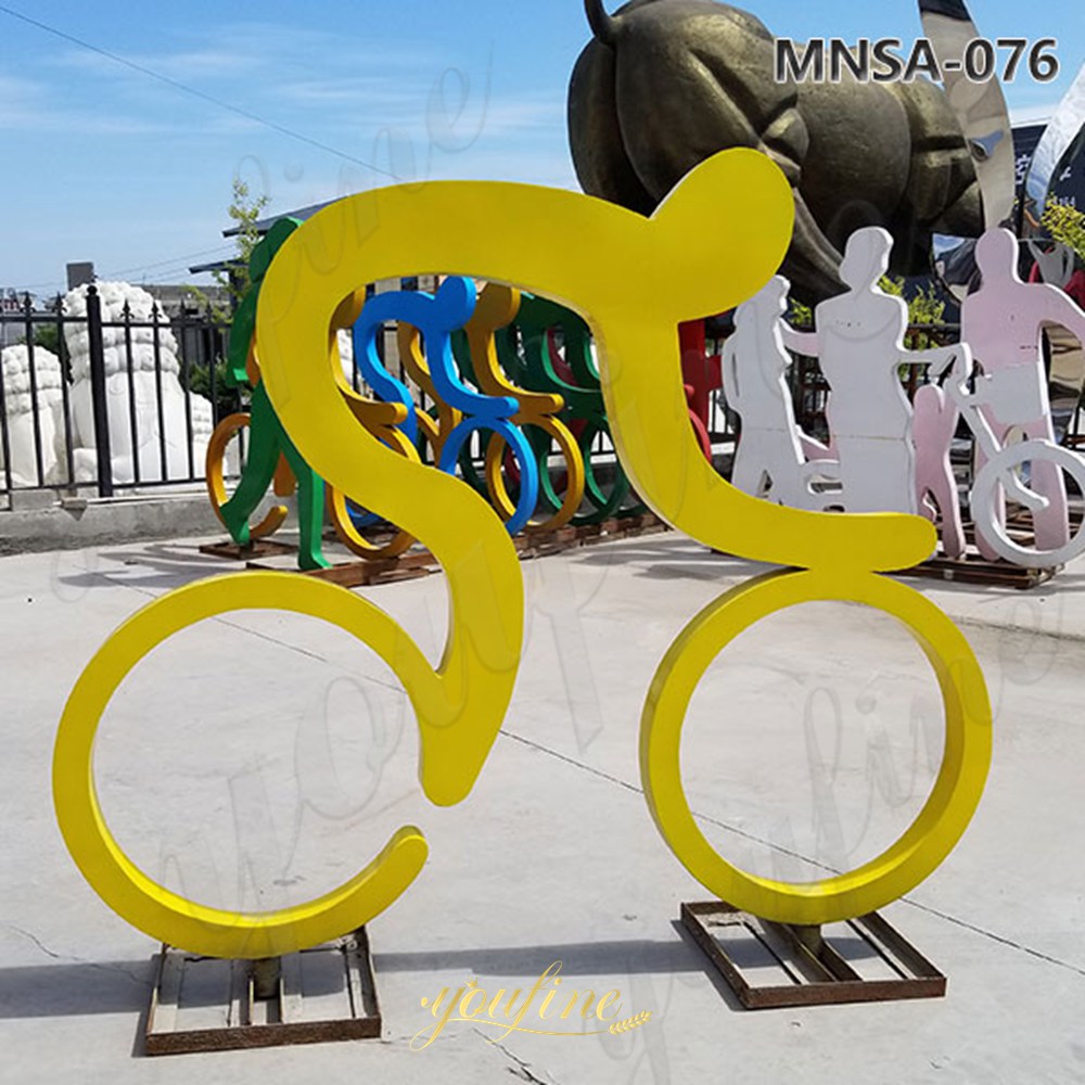 Abstract Stainless Steel Cycling Sculpture