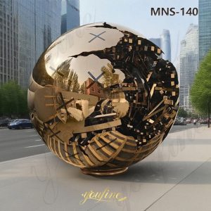 large metal sphere within sphere sculpture