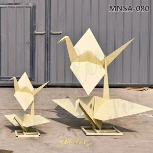 stainless steel paper crane sculpture