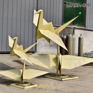 stainless steel paper crane sculptures