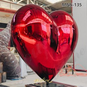 stainless steel red heart sculpture