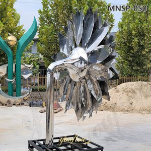 back of metal sunflower sculpture