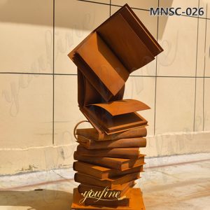 corten steel book sculpture