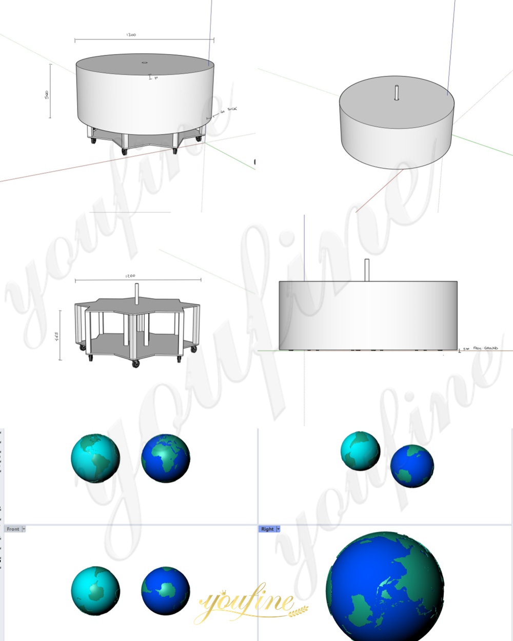 earth sculpture 3D design drawing