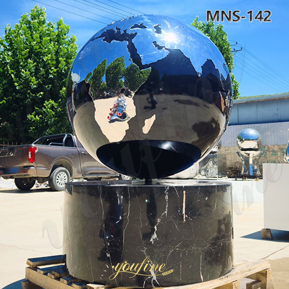 Stainless Steel Earth Sculpture with Marble Base