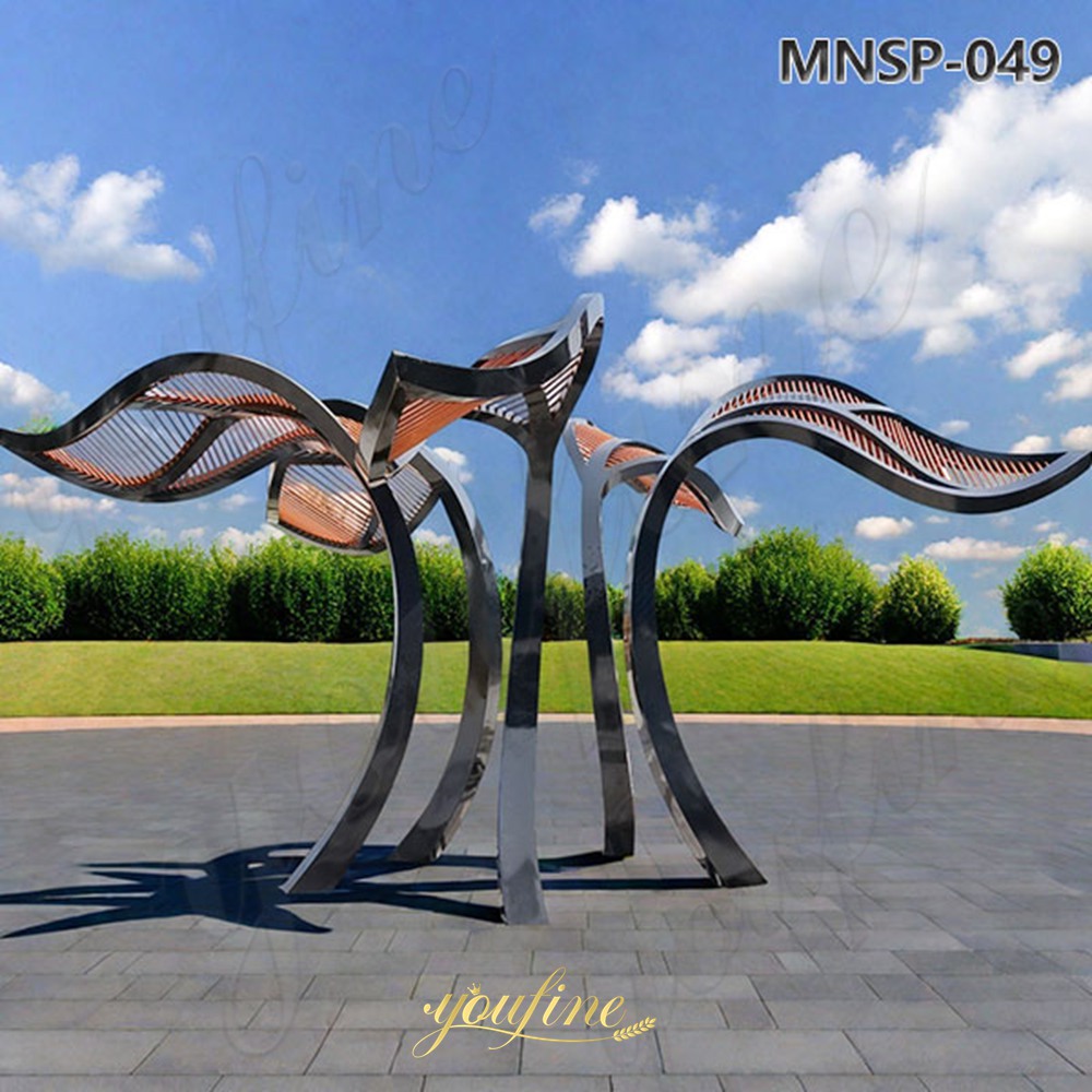 Stainless Steel Large Leaf Sculpture for Square